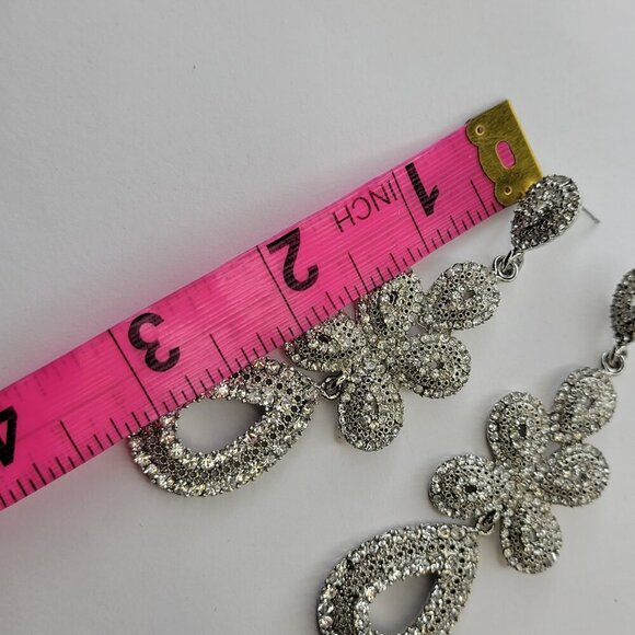 Silver Crystal Drop Earrings Dangle and Drop Earrings Bridal Earrings - Picture 6 of 7